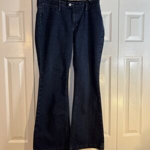 Banana Republic High‎ Rise Flare Jeans Women's 12 Blue Dark Wash Stretch